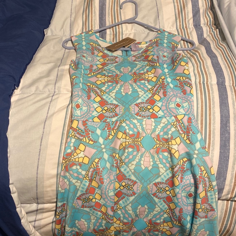 Francesca Blue short Dress/ Zipper on back